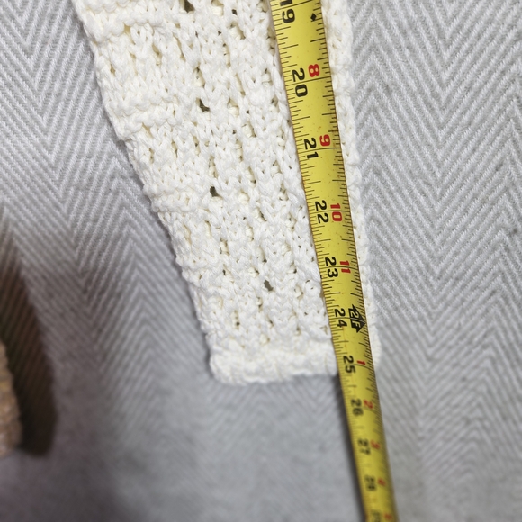 Venus Womens Small Cream Crochet Open Weave Long Sleeve Festival Sweater Boho - Picture 6 of 9